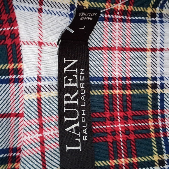 NEW Lauren Ralph Lauren Ivory Red Plaid Pajama Pants Set Size Large - Picture 6 of 11